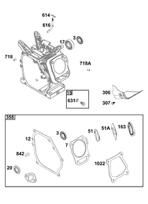 Part Location Diagram of 594272 Briggs and Stratton Gasket set-engine
